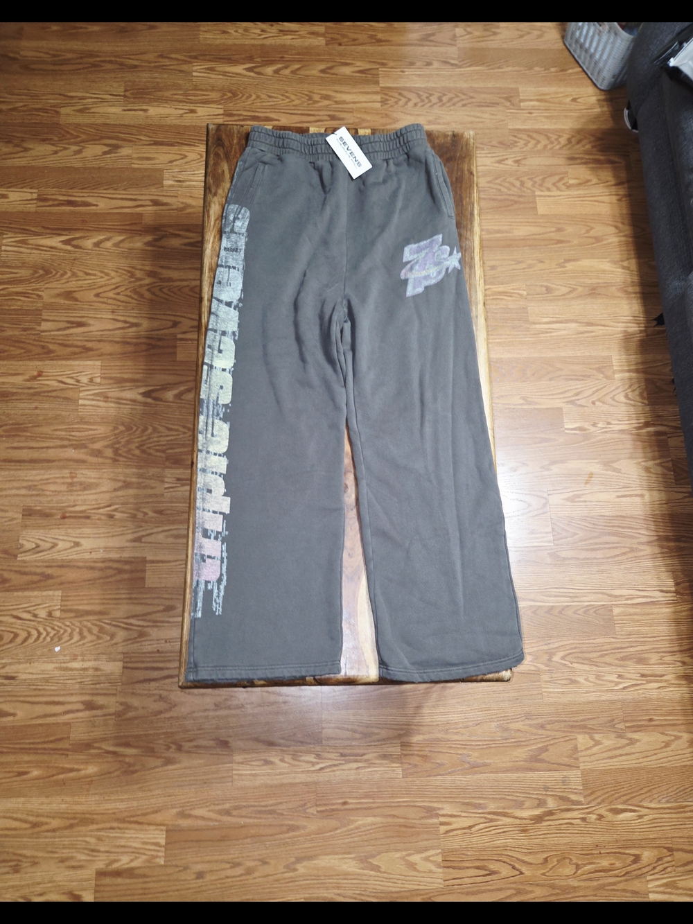 Triple 7 Charcoal Gray Sweatpants with Branded Legs